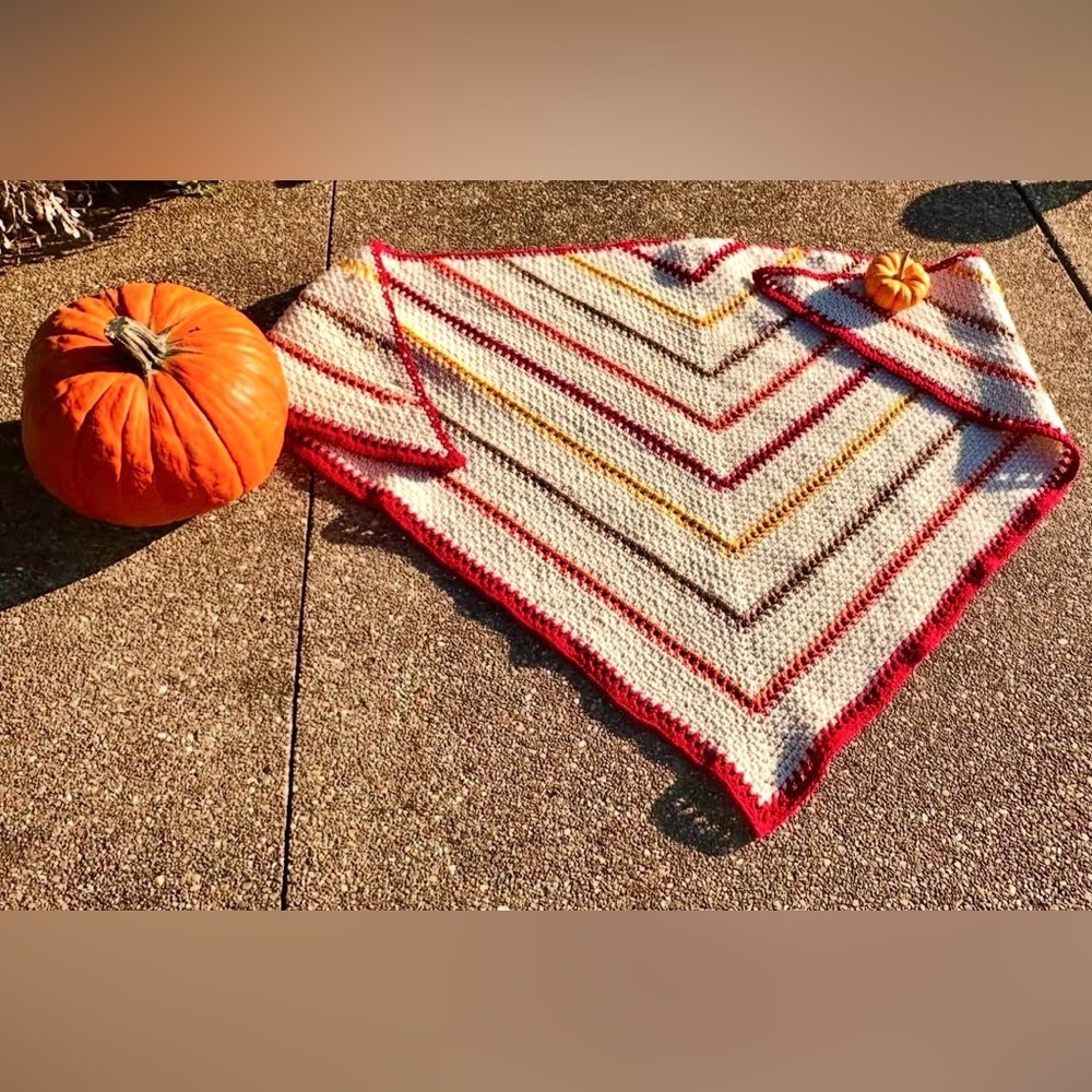 Autumnal Striped Crochet shawl